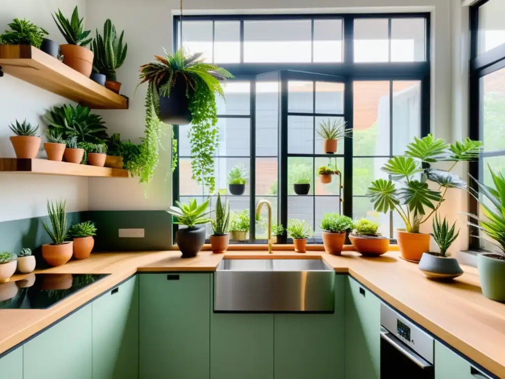Acogedor apartamento con plantas de interior para apartamentos pequeños, creando un ambiente fresco y acogedor con luz natural
