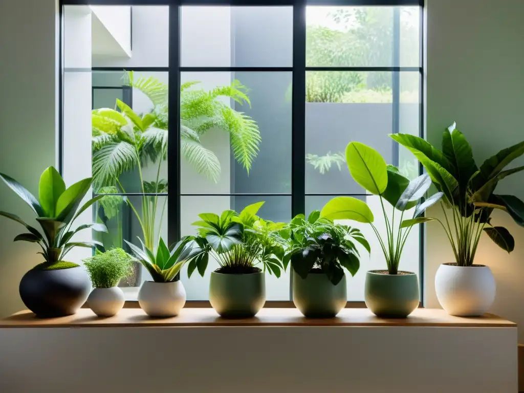 Armoniosa decoración de plantas de interior para Feng Shui, creando equilibrio y tranquilidad con su disposición en macetas modernas