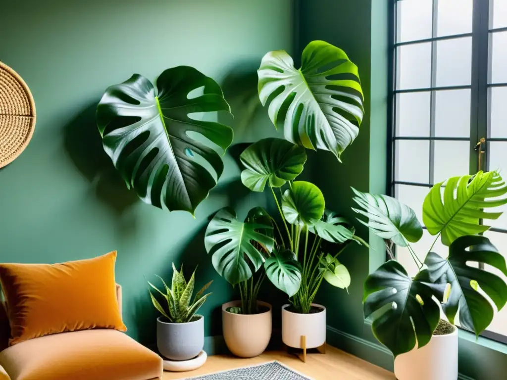 Un jardín interior armonioso, con plantas según signos zodiacales, reflejando características y preferencias