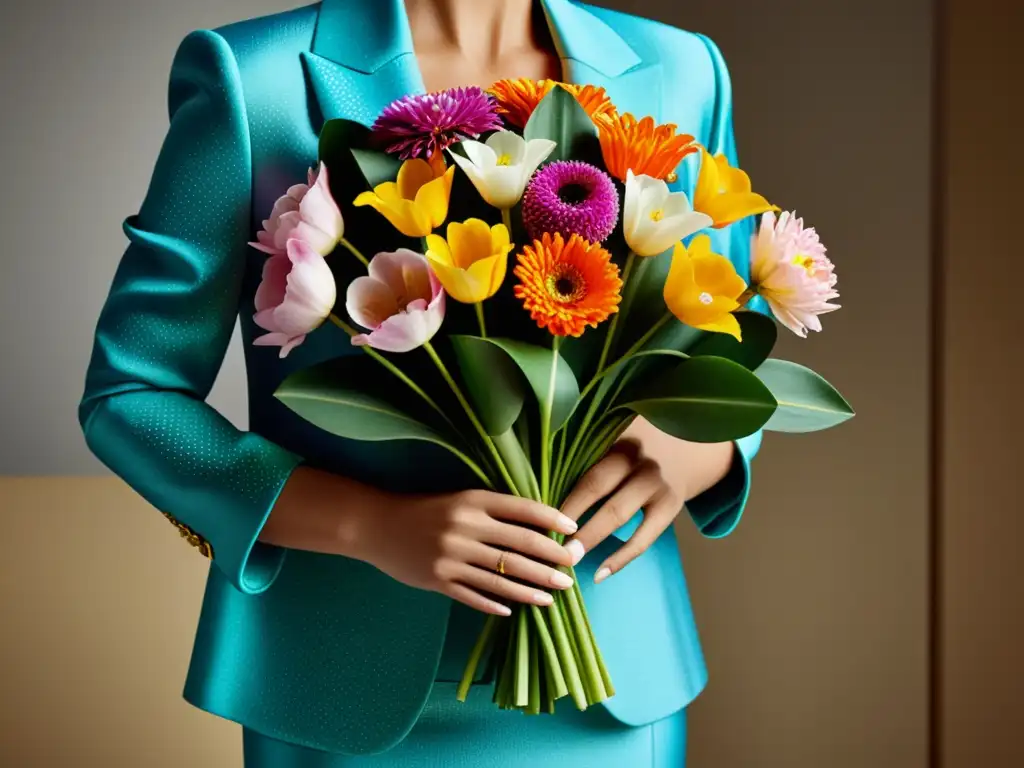 Arreglo de flores vibrantes combinadas en un jardín interior