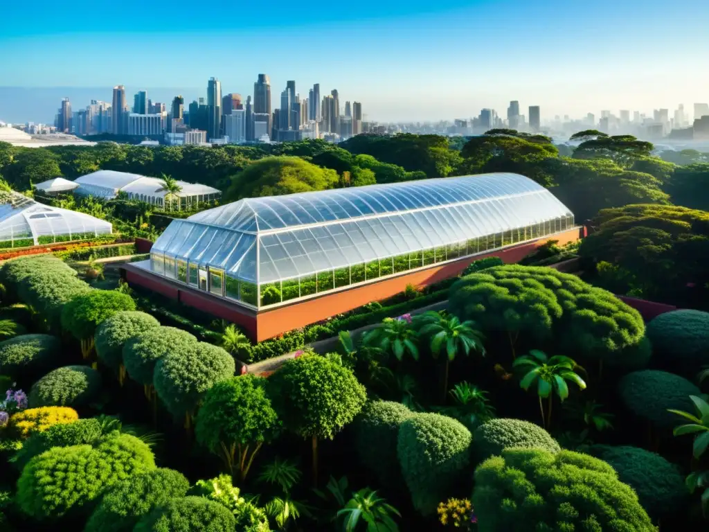 En la bulliciosa ciudad lejana, invernaderos ocultos crean un oasis botánico vibrante y etéreo entre rascacielos