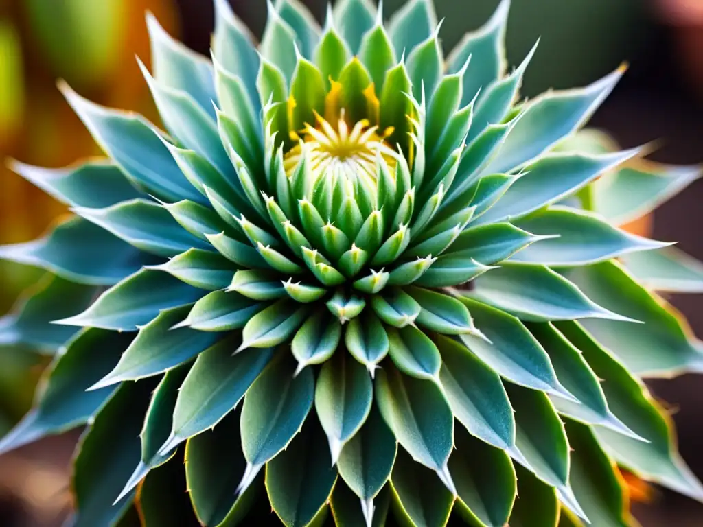 Un cactus exótico con espinas blancas y un patrón único, iluminado por el sol