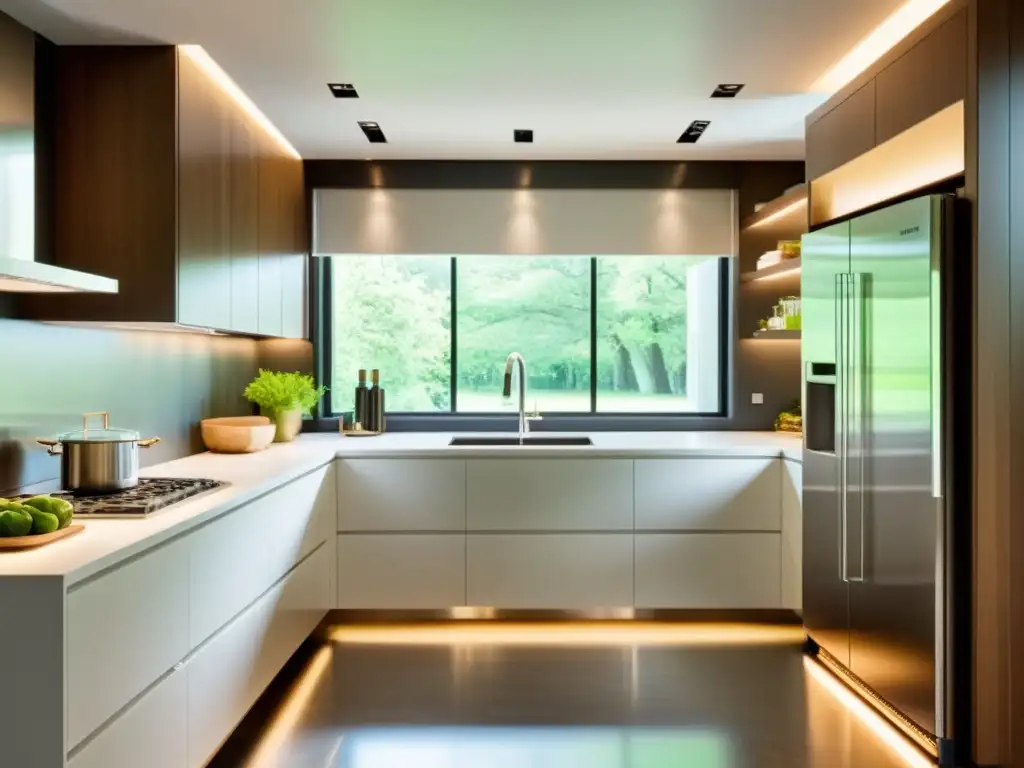 Cocina moderna con electrodomésticos eficientes y decoración minimalista