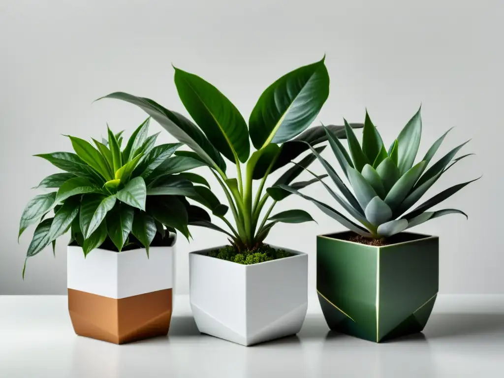 Una composición de plantas de interior en ubicación estratégica, con diseño minimalista y frescura natural