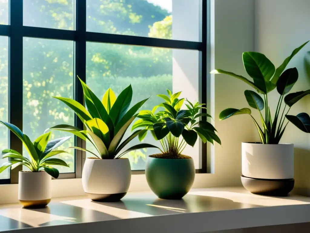 Configuración de planta interior minimalista con exposición solar óptima, potenciando el crecimiento de las plantas en un entorno sereno