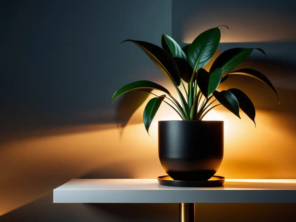 'Fotografía creativa de plantas de interior: contraste de luces y sombras, resaltando detalles y elegancia