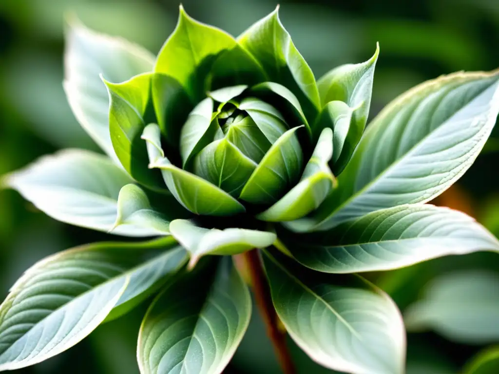 Documentando el crecimiento de las plantas con fotografías de hojas desplegándose desde un capullo, bañadas en suave luz natural