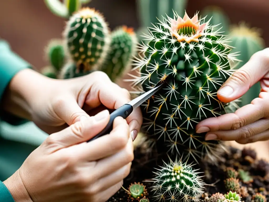 Un cuidadoso injerto de cactus en interiores requiere precisión y atención