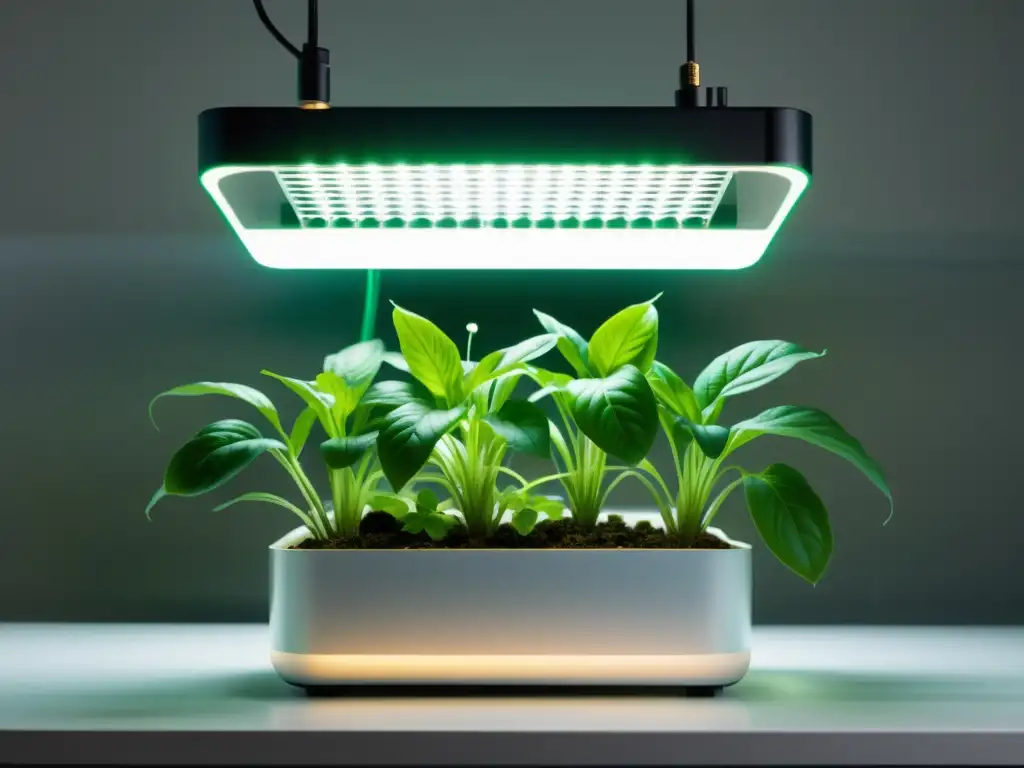 Cultivos en gel para plantas de interior en un entorno moderno y futurista, con plantas verdes y contenedores transparentes