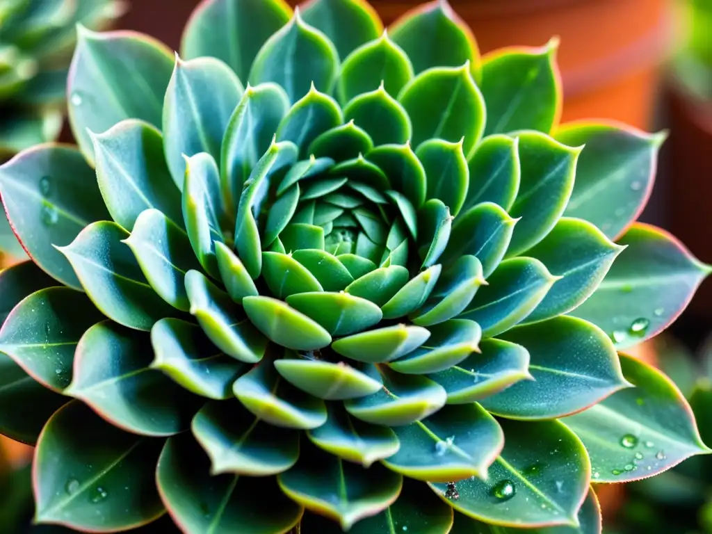 Una fotografía detallada de las adaptaciones suculentas de una rara planta interior