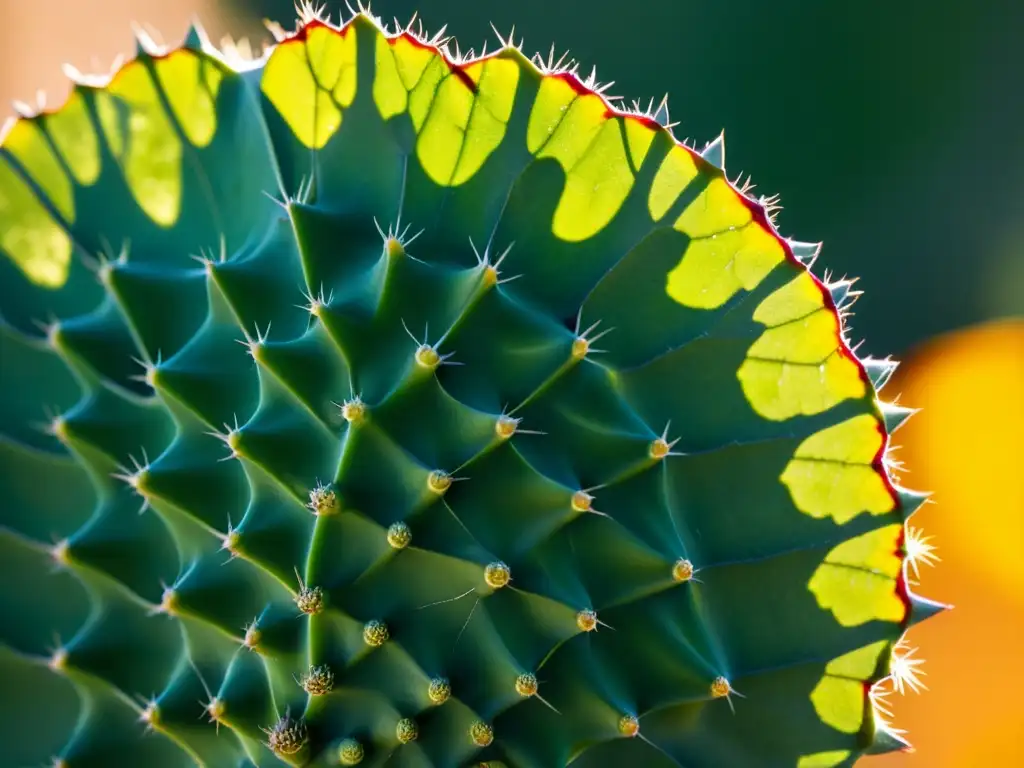 'Fotografía detallada de un cactus de nopal vibrante y verde con patrones e texturas intrincadas