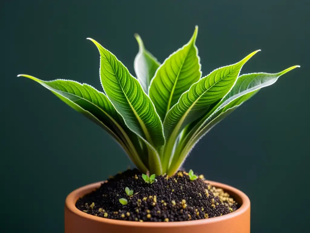 Detallada fotografía de una Cephalotus follicularis en maceta moderna, resaltando sus hojas únicas y belleza exótica para cuidados interiores