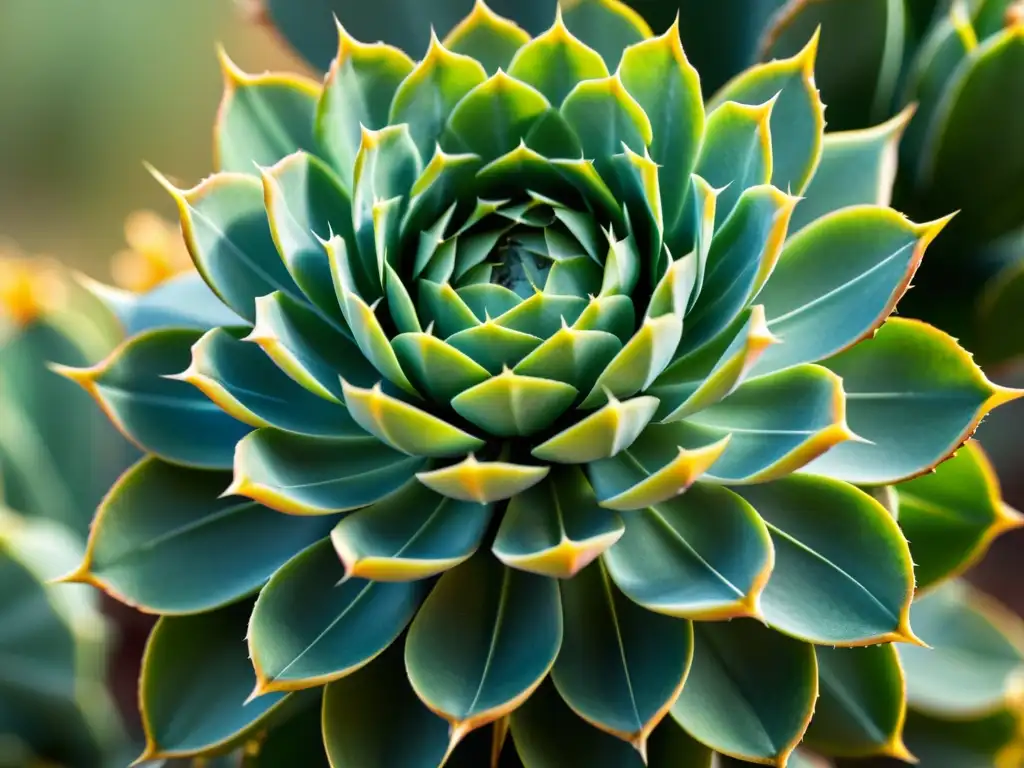 Detallada foto de una rara suculenta cactus con patrones intrincados en tono verde pálido