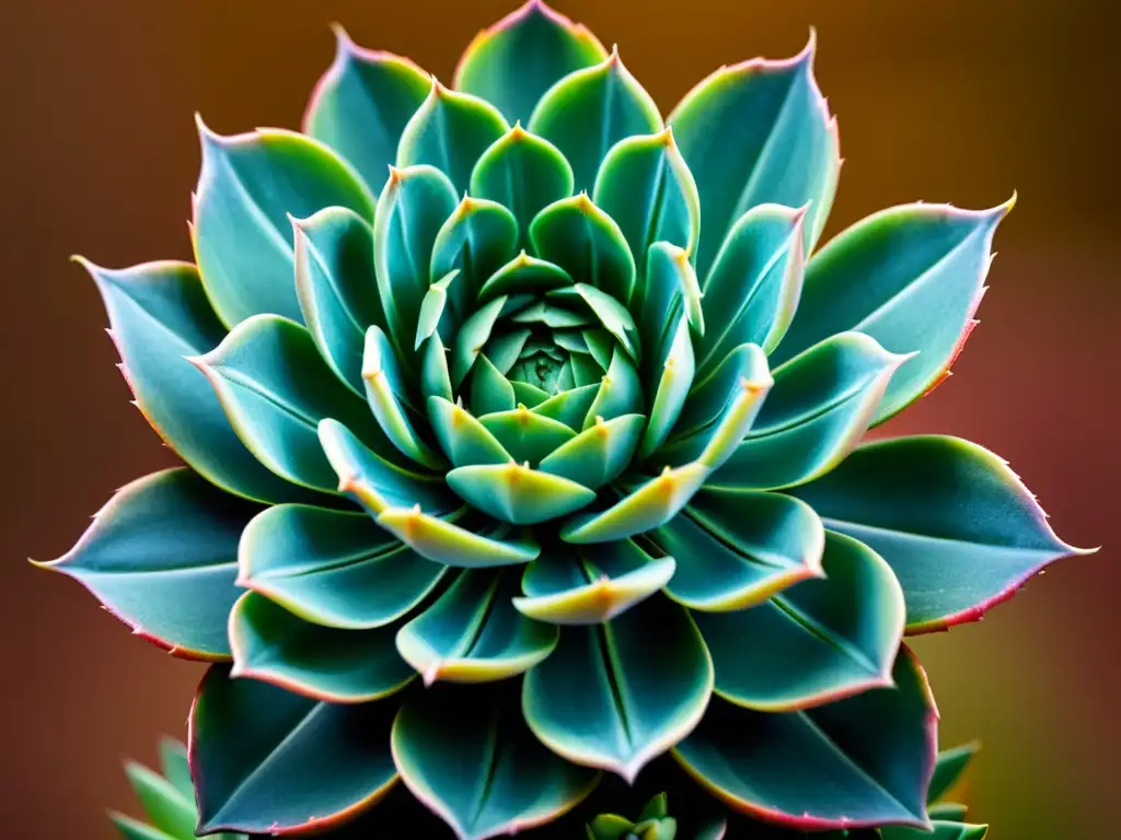 Detallada foto de una suculenta rara con patrones geométricos