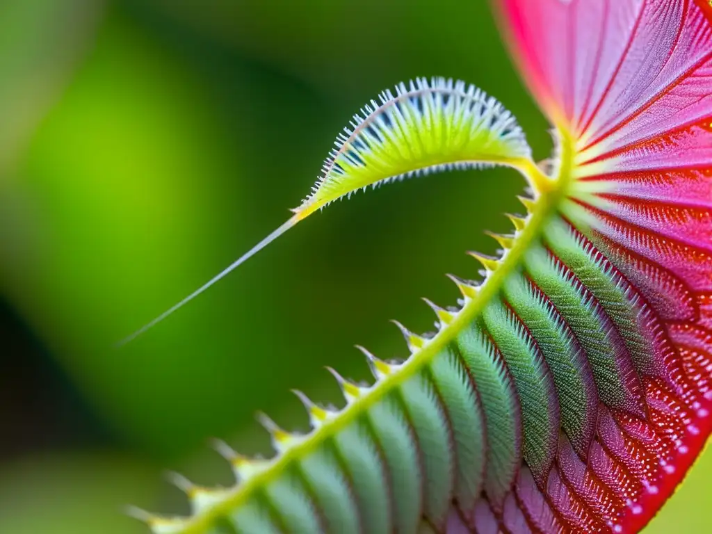 Detallada imagen de una Venus atrapamoscas capturando un insecto