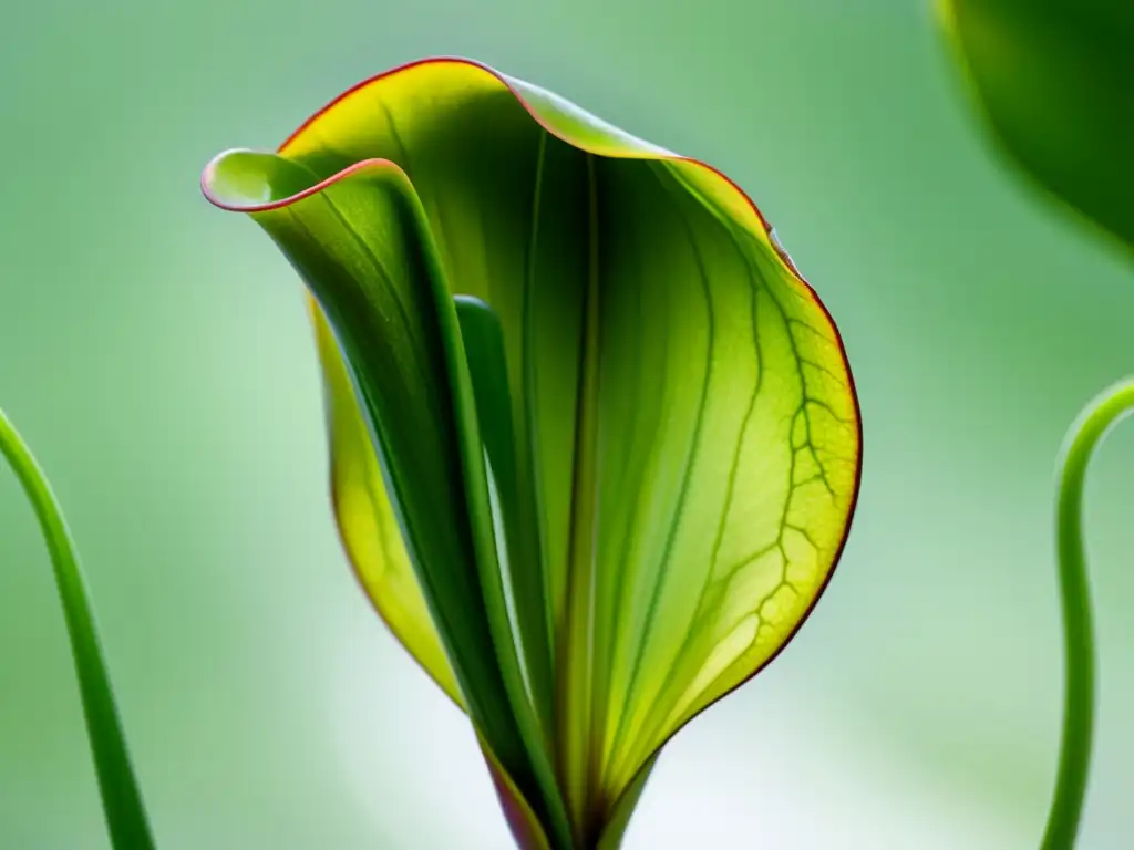 Detallada imagen de una exuberante planta carnívora verde en maceta, realzando su belleza única