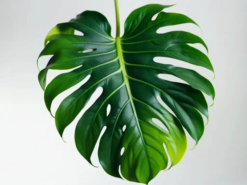Variegated Monstera: Belleza Exótica en Detalle Detallada imagen de una planta monstera variegada, simbolismo plantas interior exóticas, sobre fondo blanco
