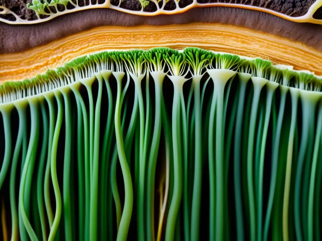 Detalle asombroso de la red de raíces de una planta sana, resaltando la nutrición vegetal y sus elementos esenciales en una imagen 8k