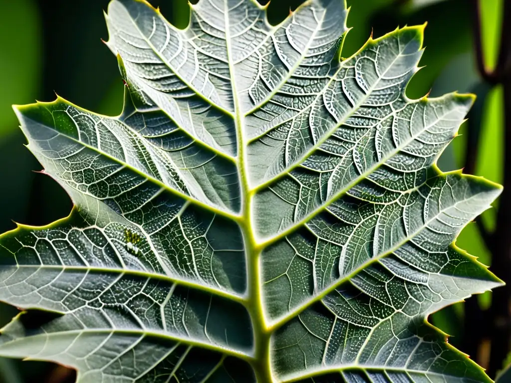 Detalle en blanco y negro de una hoja de nopal con plagas y texturas