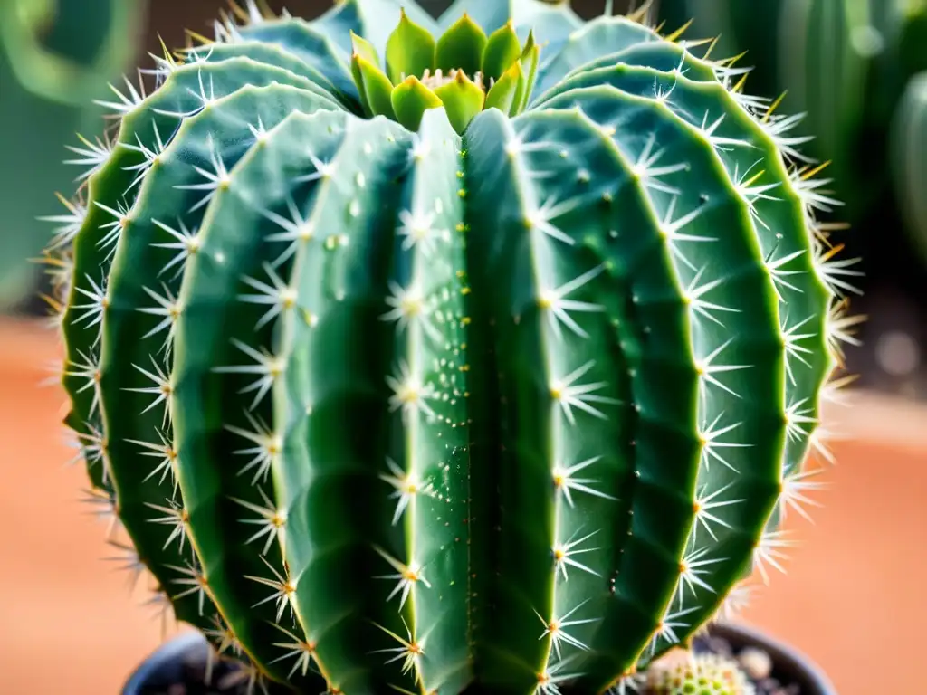 Detalle de un cactus sin espinas resaltando sus patrones y texturas, multiplicación cactus sin espinas