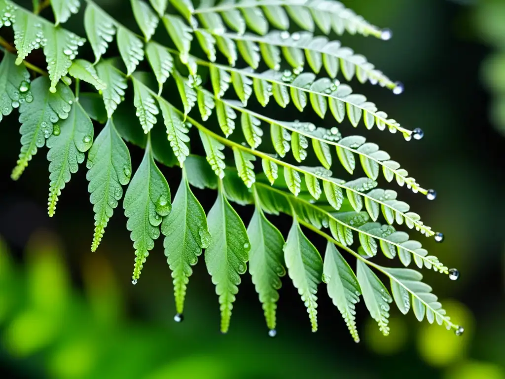 Detalle de helecho Adiantum capillusveneris desplegando delicadas frondas en tonos verdes