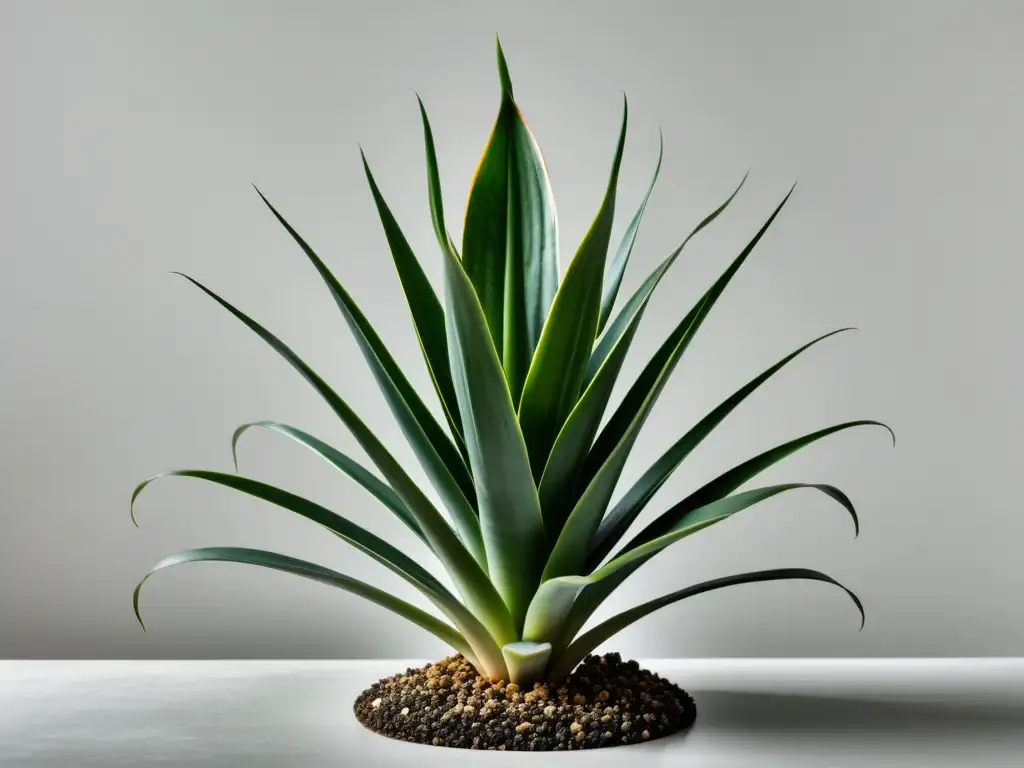 Detalle de la exquisita Sansevieria 'Starfish' en un entorno minimalista