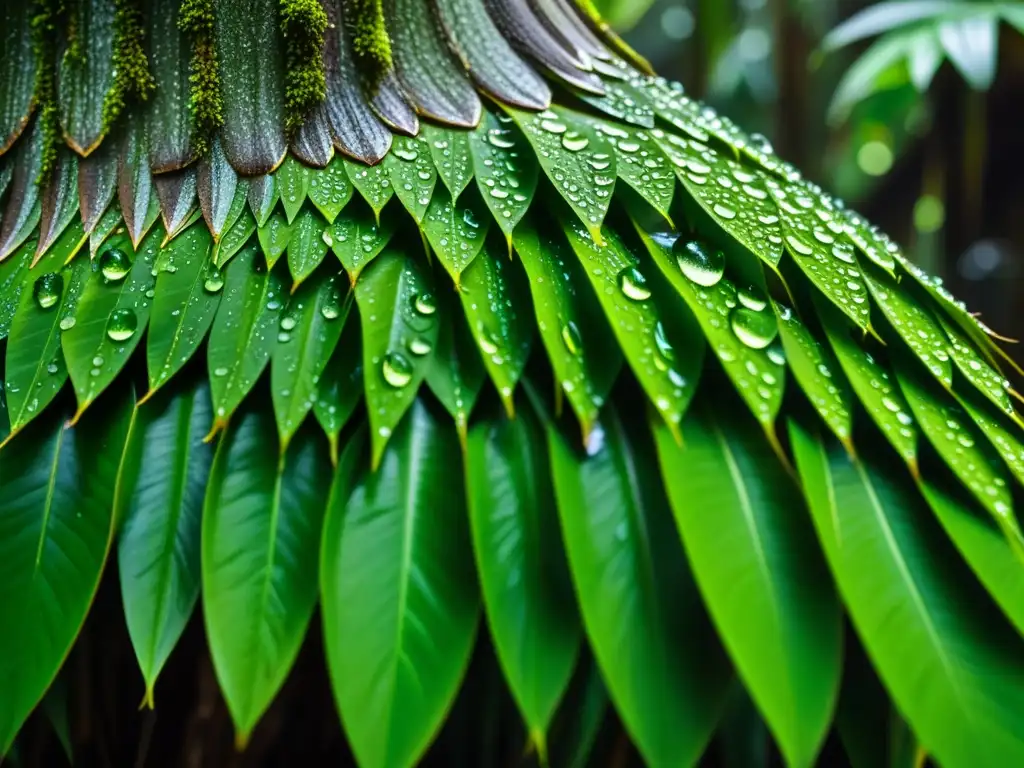 Detalle de una exuberante planta epífita entre las ramas de un árbol en la selva tropical