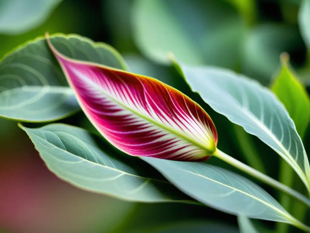 Detalle de pétalo de flor vibrante en suave luz natural