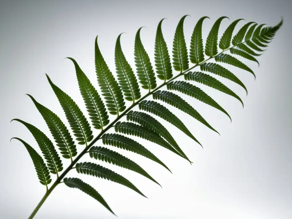 Detalle de helecho desplegándose en blanco, técnica creativa de fotografía de plantas de interior