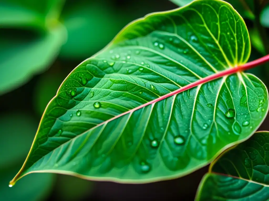 Detalle de hoja de peperomia con patrón e textura intrincados, realzando su belleza única