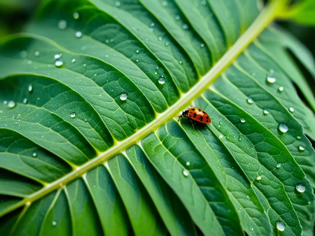 Detalle de hoja de planta con cochinillas blancas, mostrando infestación