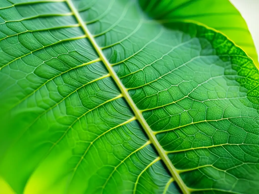 Detalle de una hoja de planta de interior sana, con patrones de venas y textura brillante en un fondo blanco