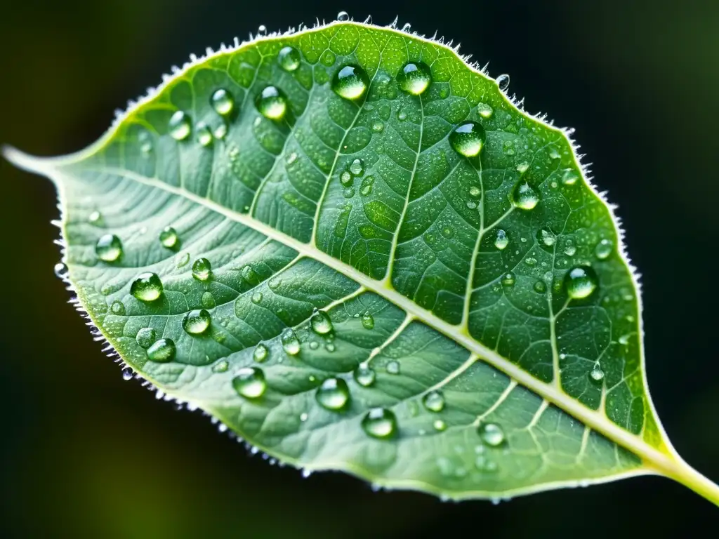 Detalle de hoja resistente a pesticidas bajo microscopio, luchando contra resistencia en plantas de interior