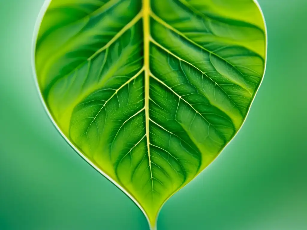 Detalle de hoja verde en perla de hidrogel