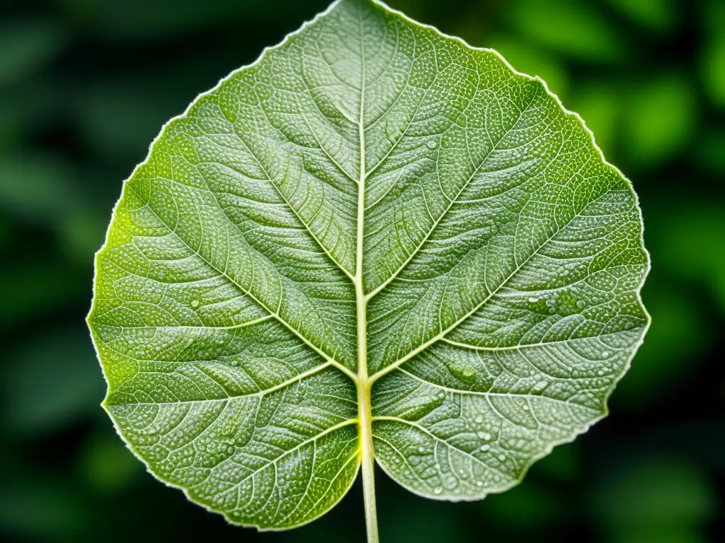 Detalle de una hoja verde sana con signos de mildiu en los bordes