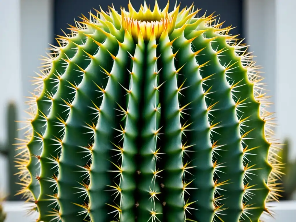 Detalle impresionante de un cactus exótico con patrones geométricos