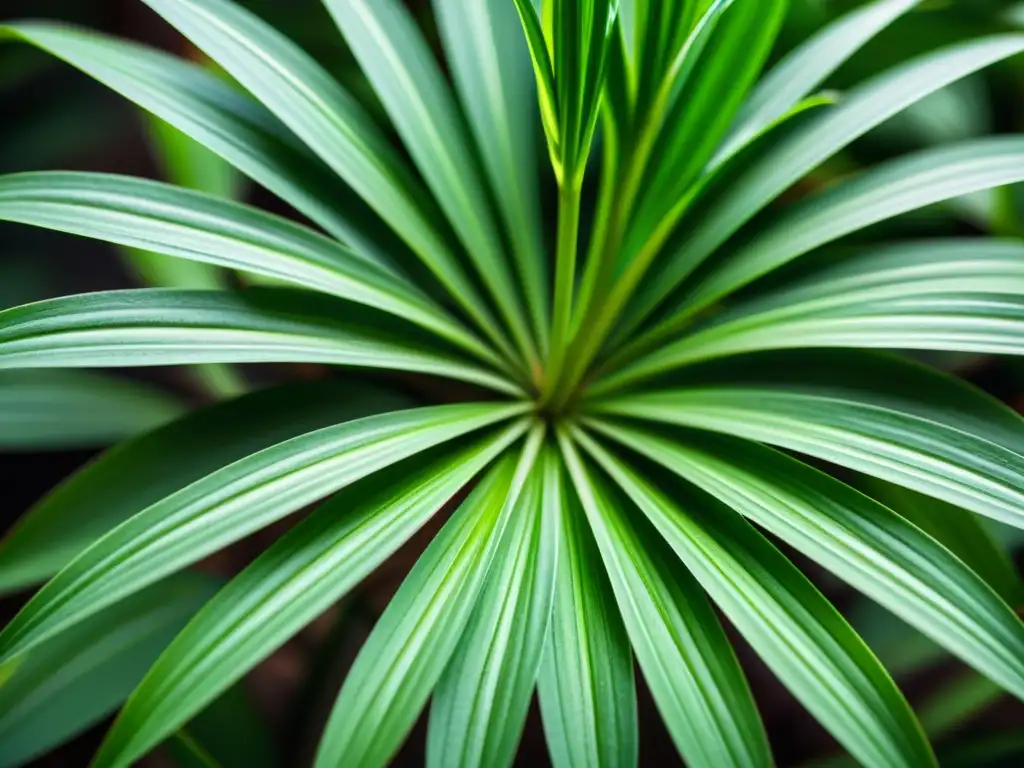 Detalle impresionante de una planta araña verde exuberante, evocando belleza natural y tranquilidad