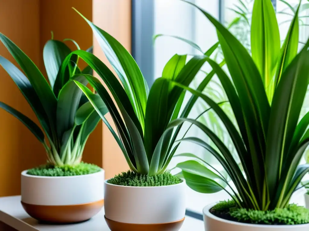 Detalle de jardín interior moderno con plantas purificadoras aire entornos urbanos