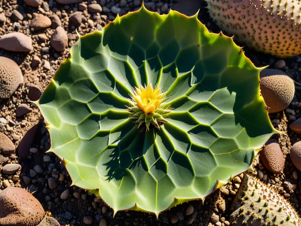 Detalle de un nopal sobre tierra, mostrando su belleza natural