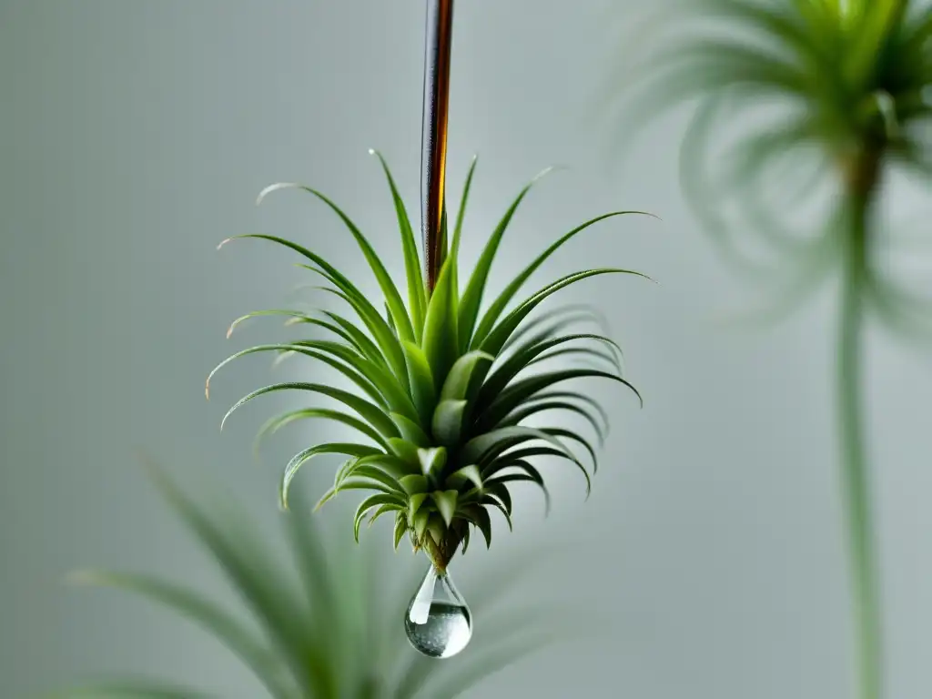 Detalle de planta aérea con riego por nebulización, resaltando su belleza natural