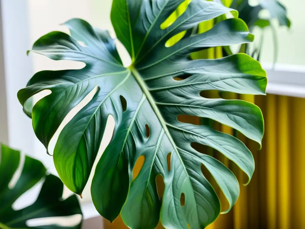 Detalle de planta de interior vibrante y exuberante, perfecta para terapia y relajación