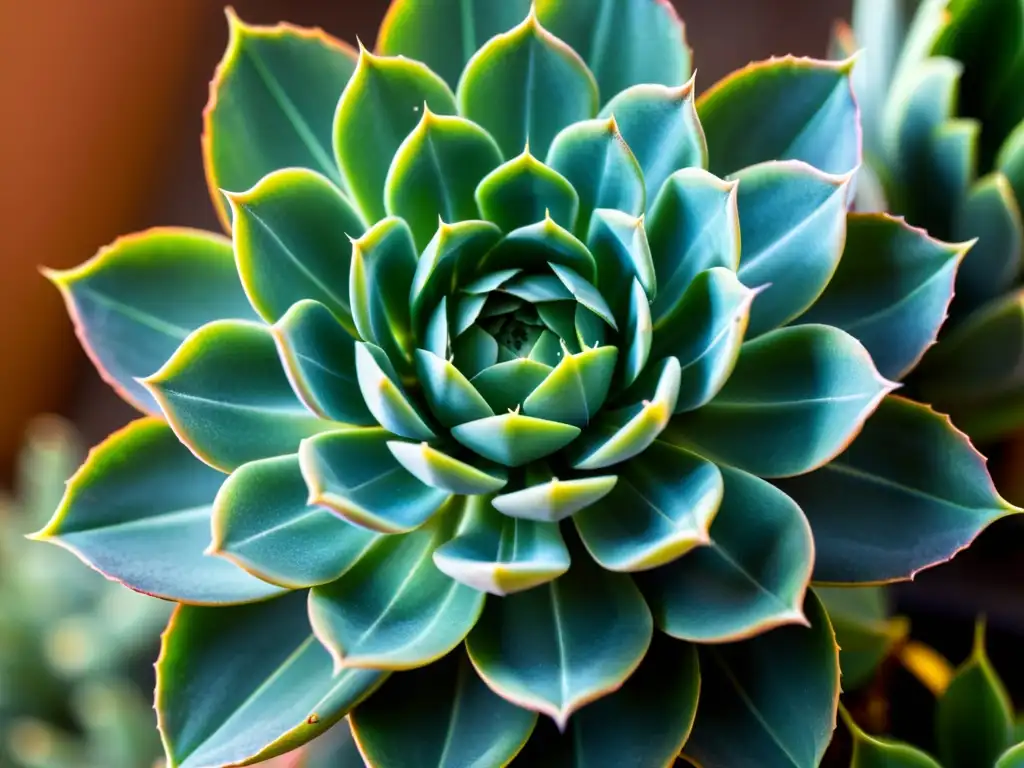 Detalle de suculenta rara, mostrando la belleza única de esta planta de la familia de los cactus