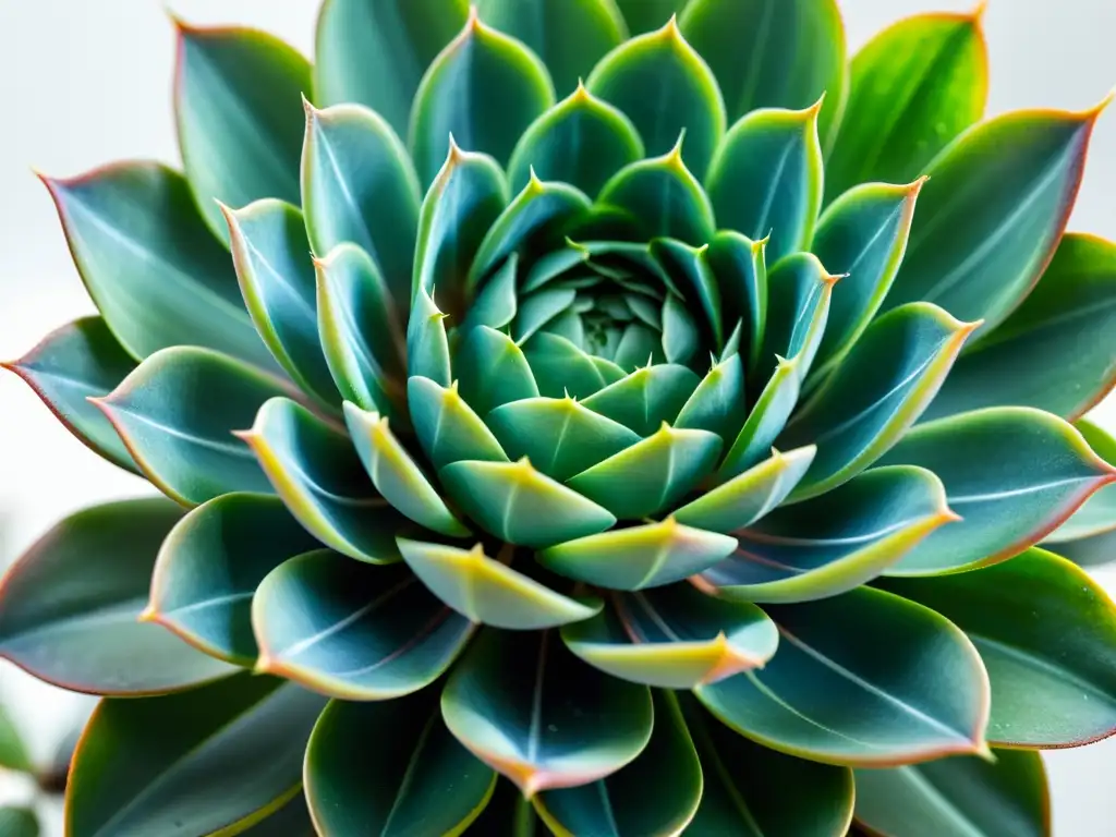 Detalle de suculenta rara cuidado interior con hojas azul-verdosas