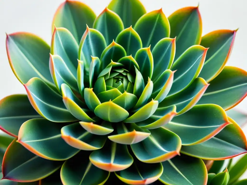 Detalle de suculenta rara con hojas geométricas