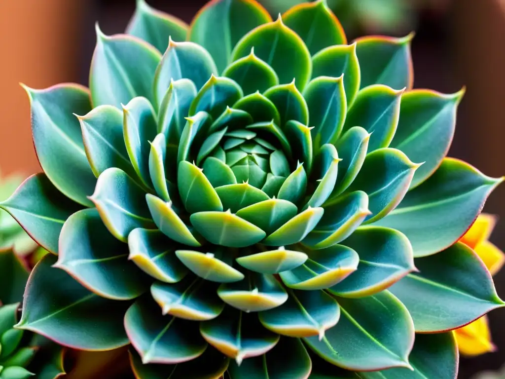 Detalle de una suculenta vibrante resaltando la importancia de la educación en el cuidado de las plantas de interior