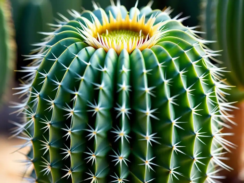 Detalle de un cactus Echinopsis verde vibrante, resaltando su belleza natural