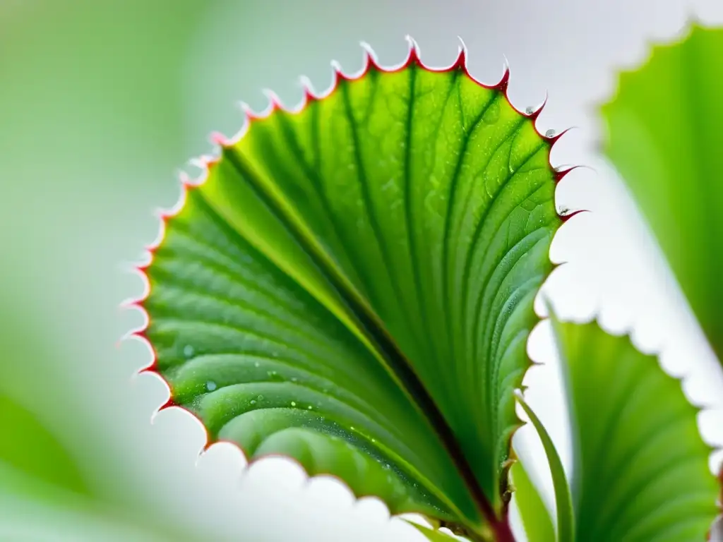 Detalle vibrante de una planta carnívora Venus flytrap verde con rocío en sus hojas, en fondo blanco