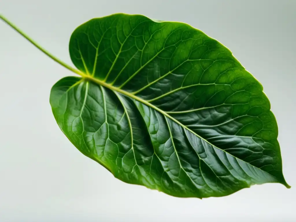 Detalles fascinantes de una hoja de potos con raíces aéreas emergiendo, ilustrando técnicas de propagación de plantas de interior