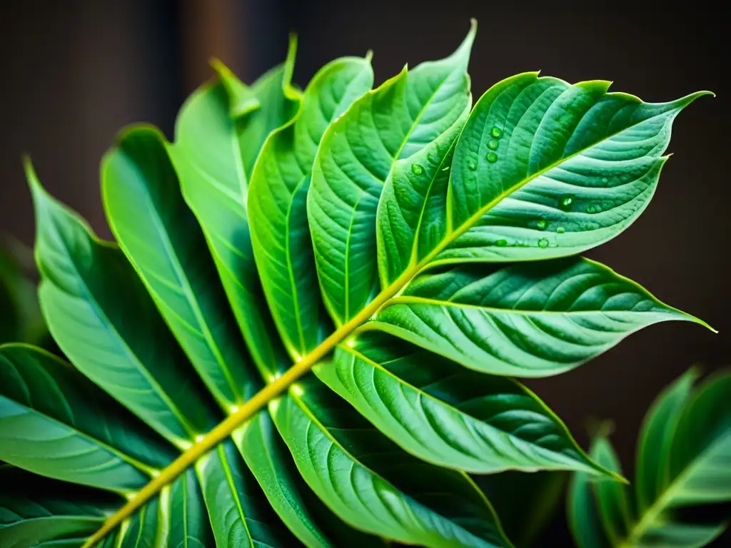 Detalles de una planta de interior exuberante y verde, evocando belleza natural y tranquilidad