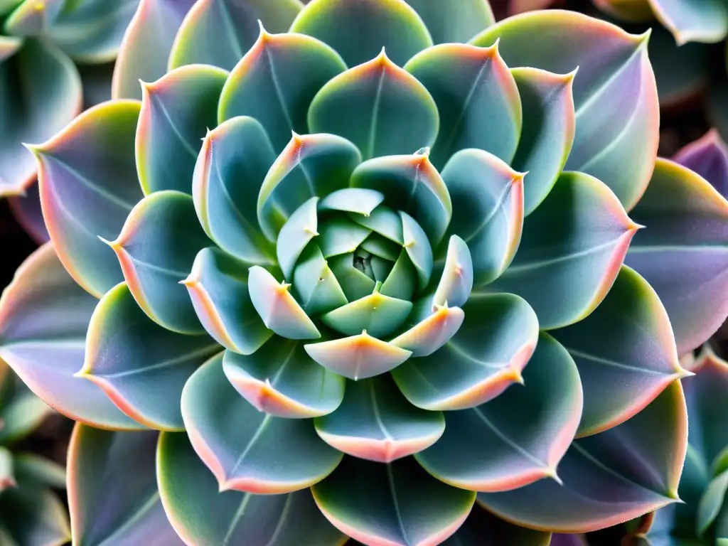 Echeveria Laui, suculenta rara con hojas rosadas y textura aterciopelada en roseta perfecta